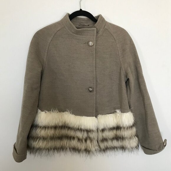 DONNA SALYER'S FABULOUS FURS cropped taupe faux fur size XS - Picture 5 of 13